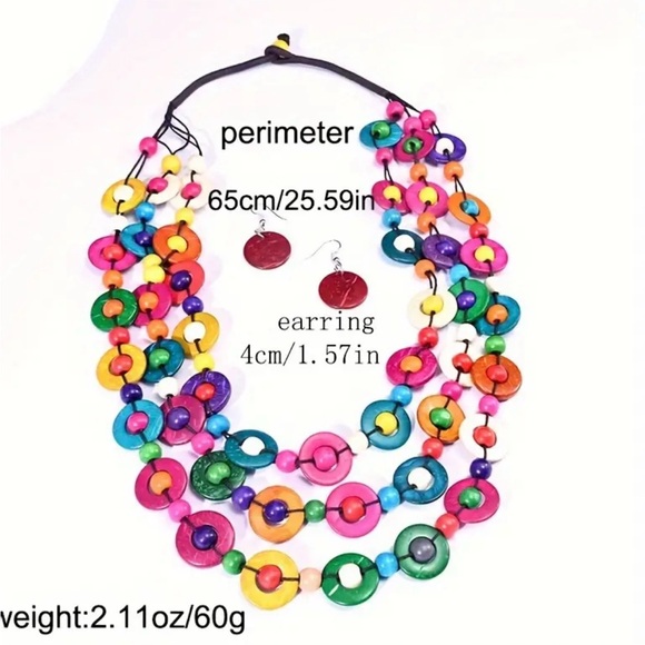 - New Wood necklace & Earring set - Picture 5 of 5